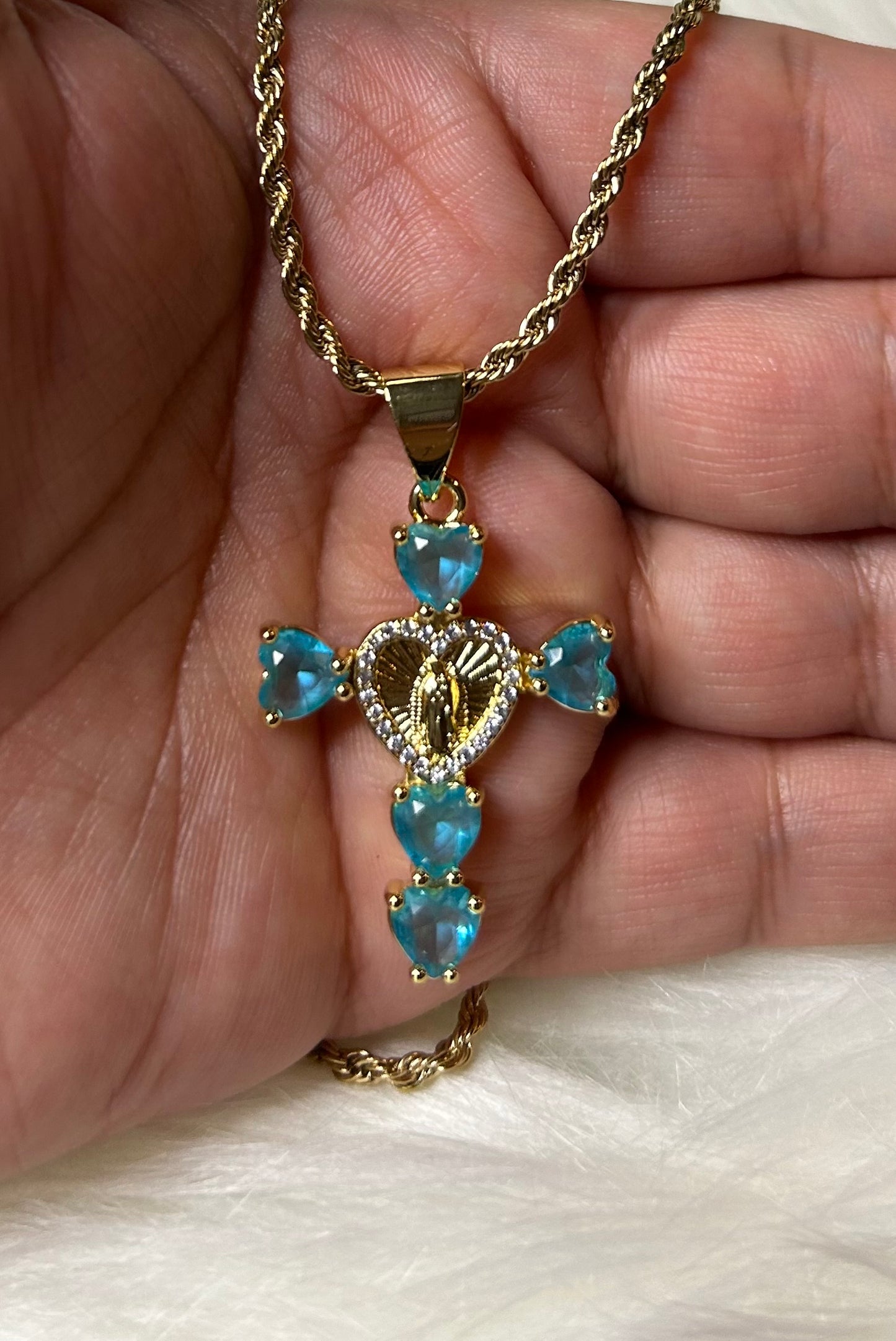 Teal heart cross