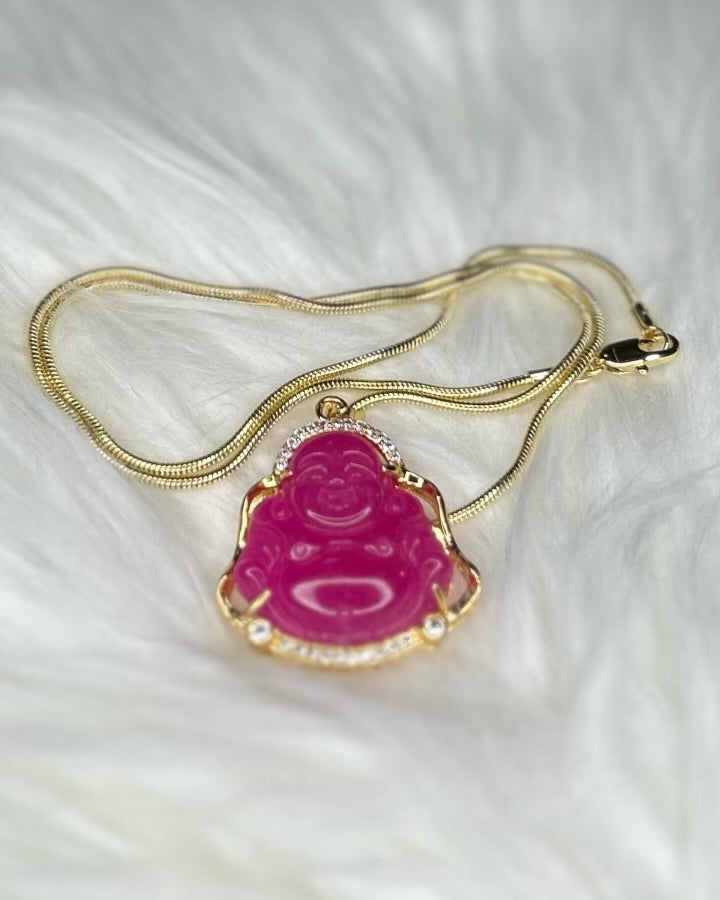 Pink Buddha necklace