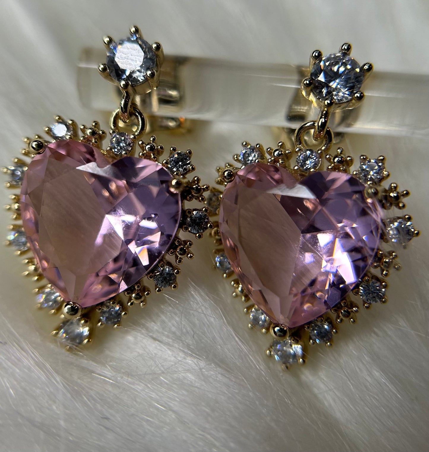 Pink heart earrings