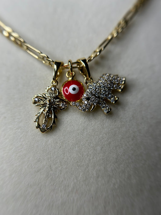 Figaro necklace with 3 small pendants