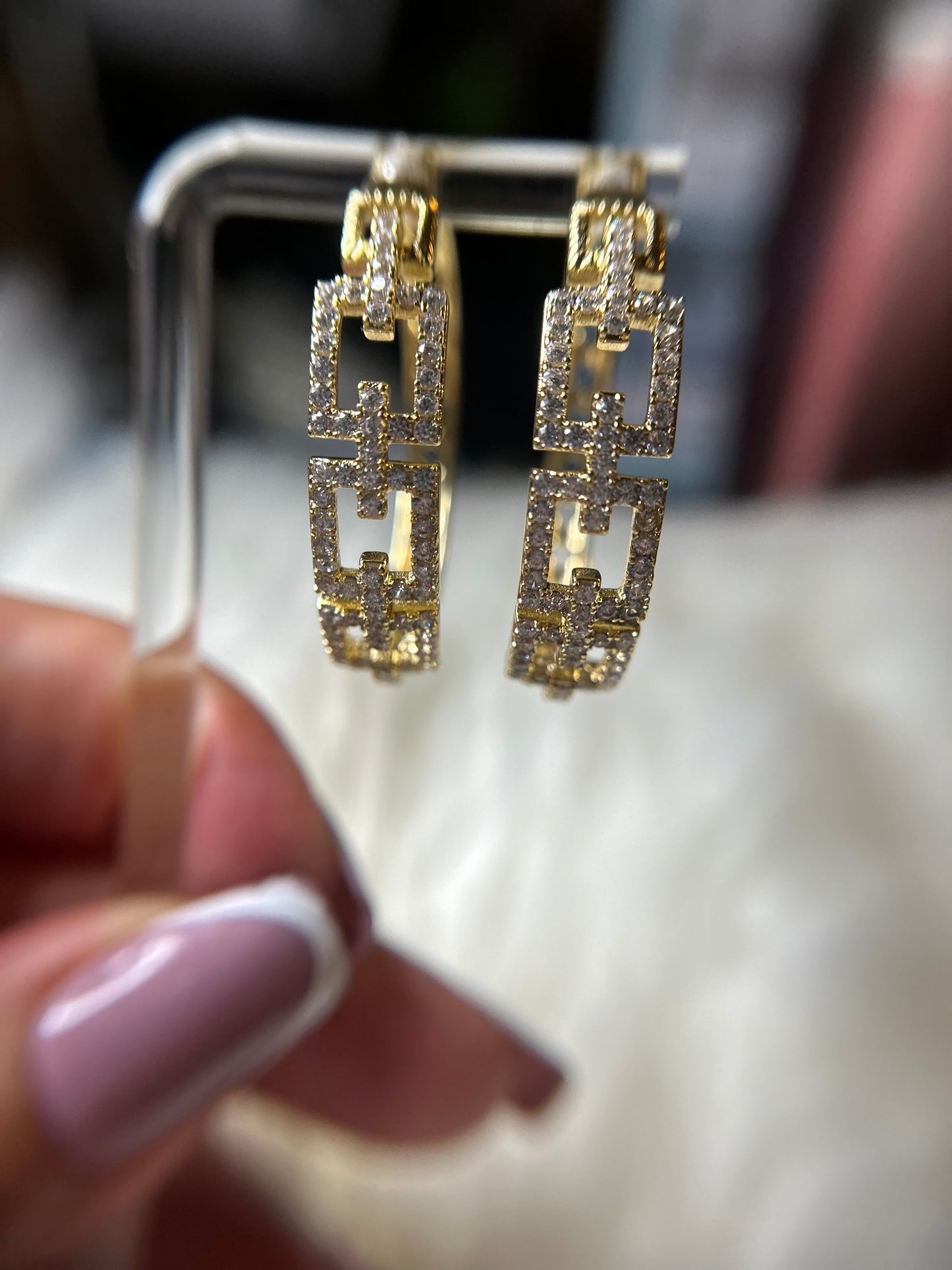 square linked earrings (hoops)