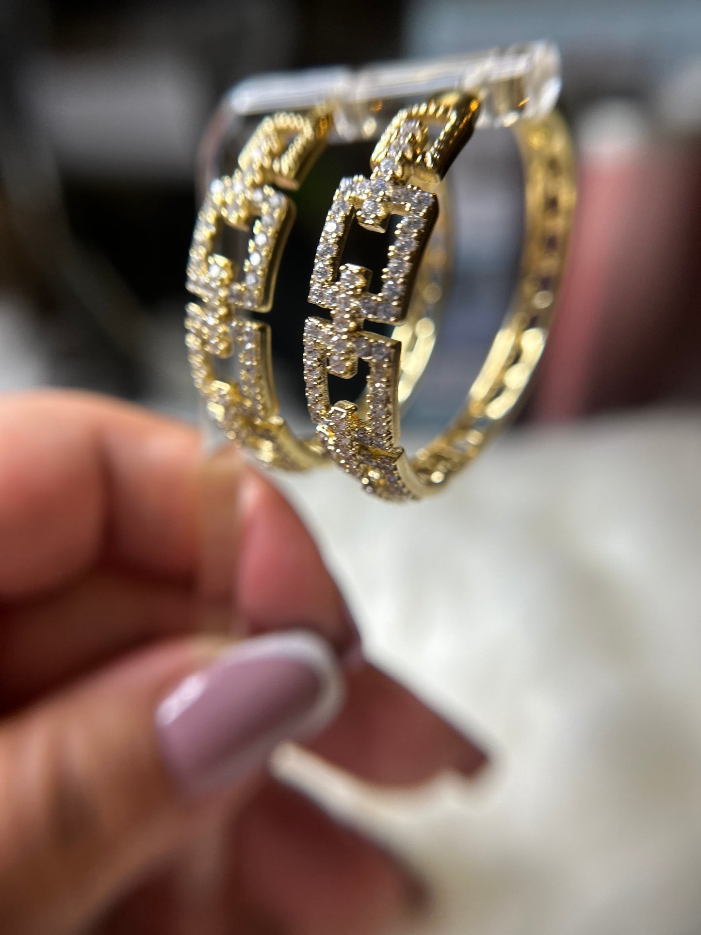 square linked earrings (hoops)