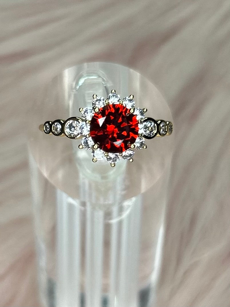 Red adjustable ring