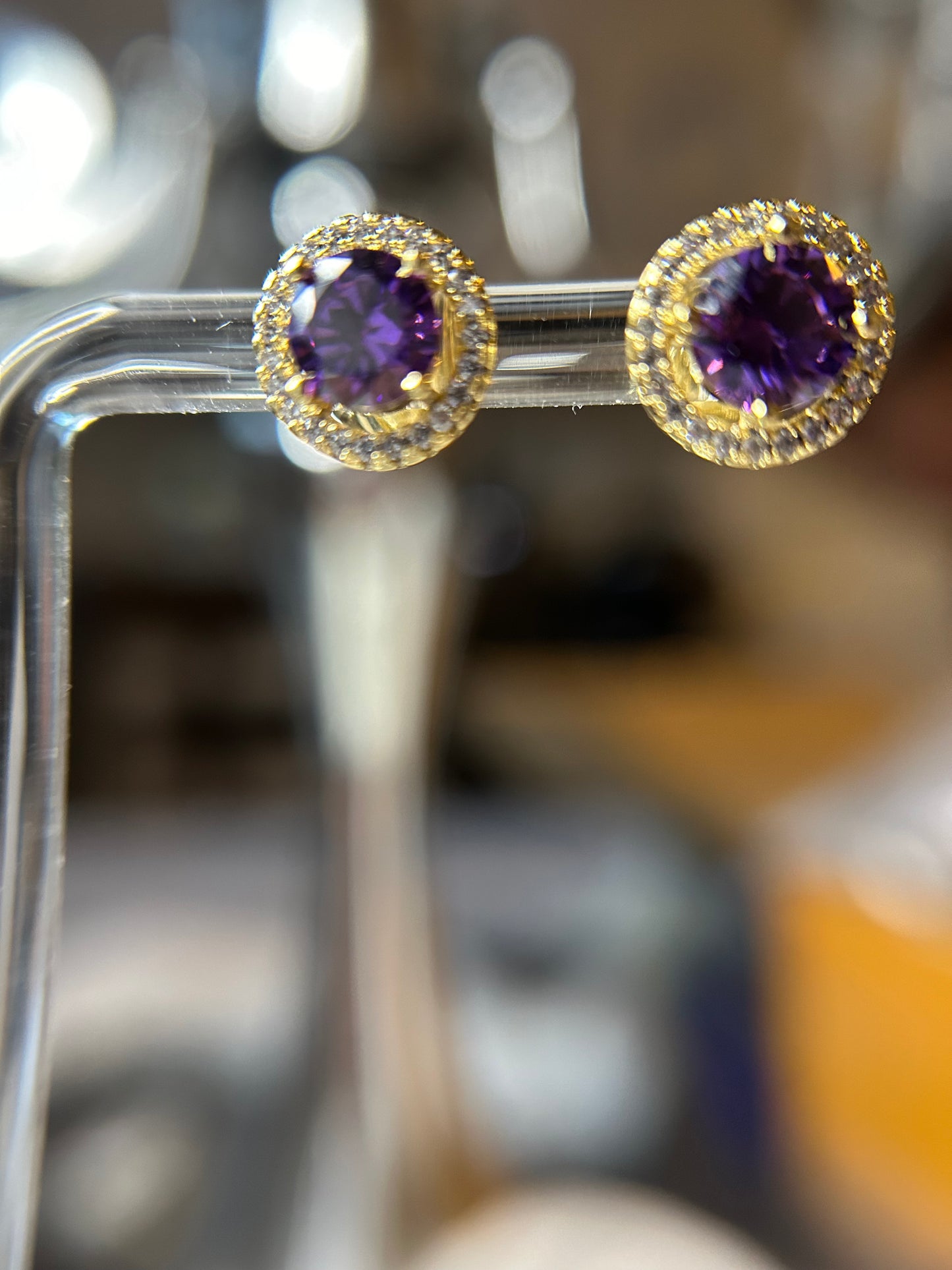 Violet stud earrings