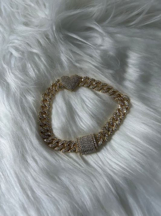 Iced out heart bracelet