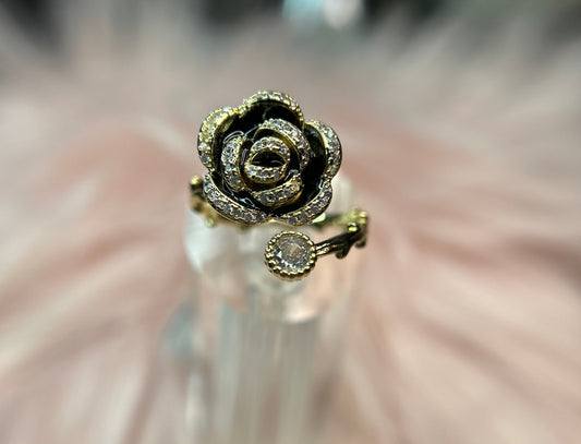 Black rose ring (adjustable)