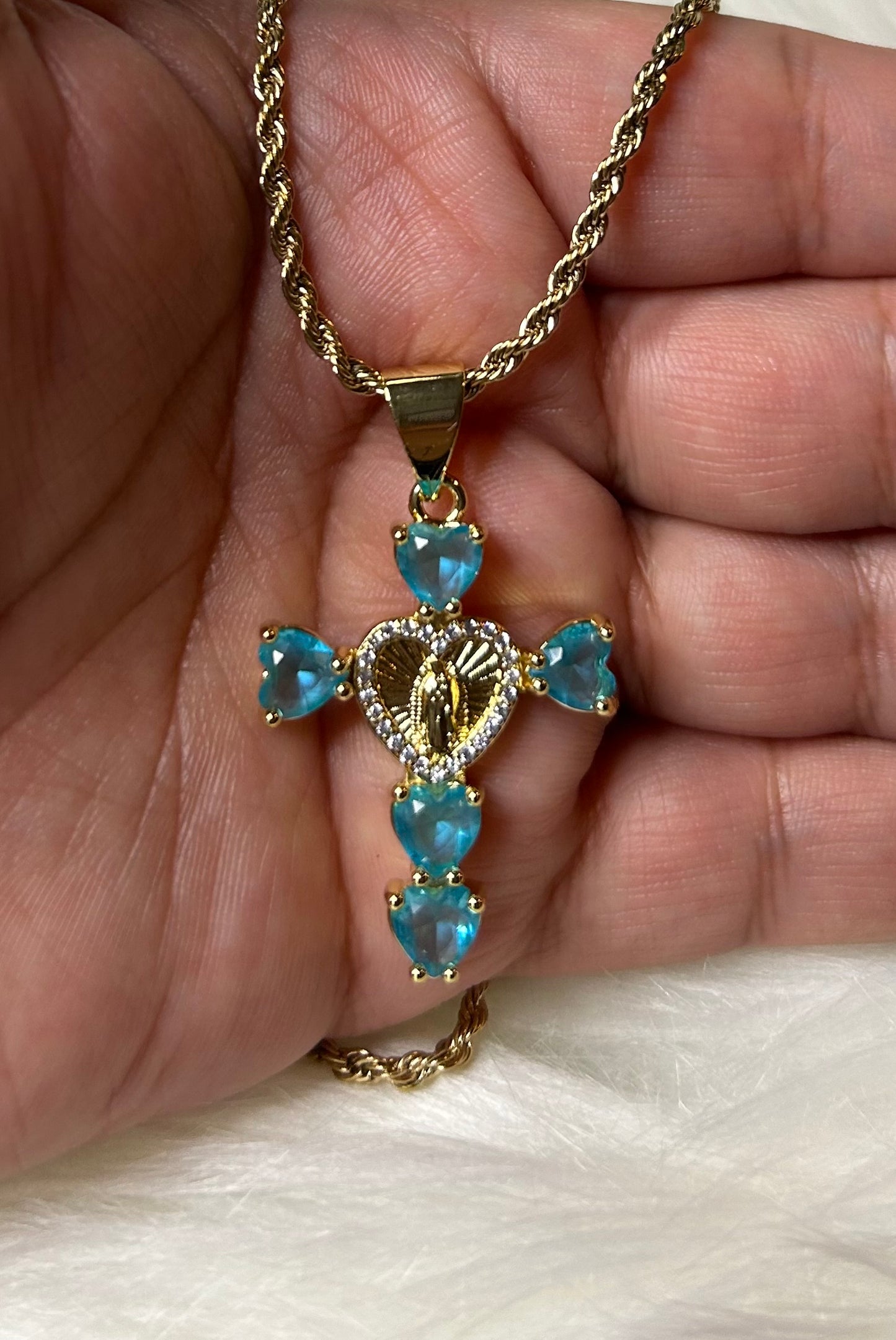 Teal heart cross