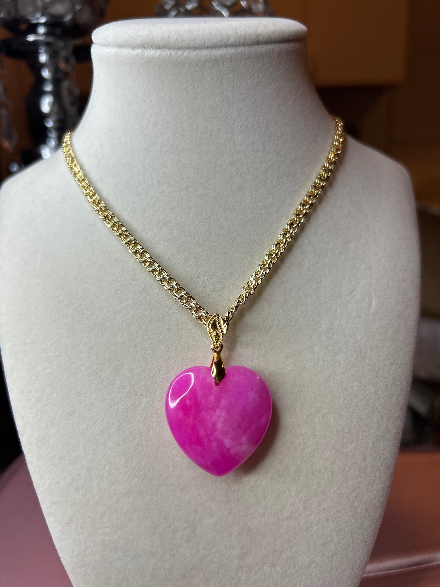 Pink heart necklace
