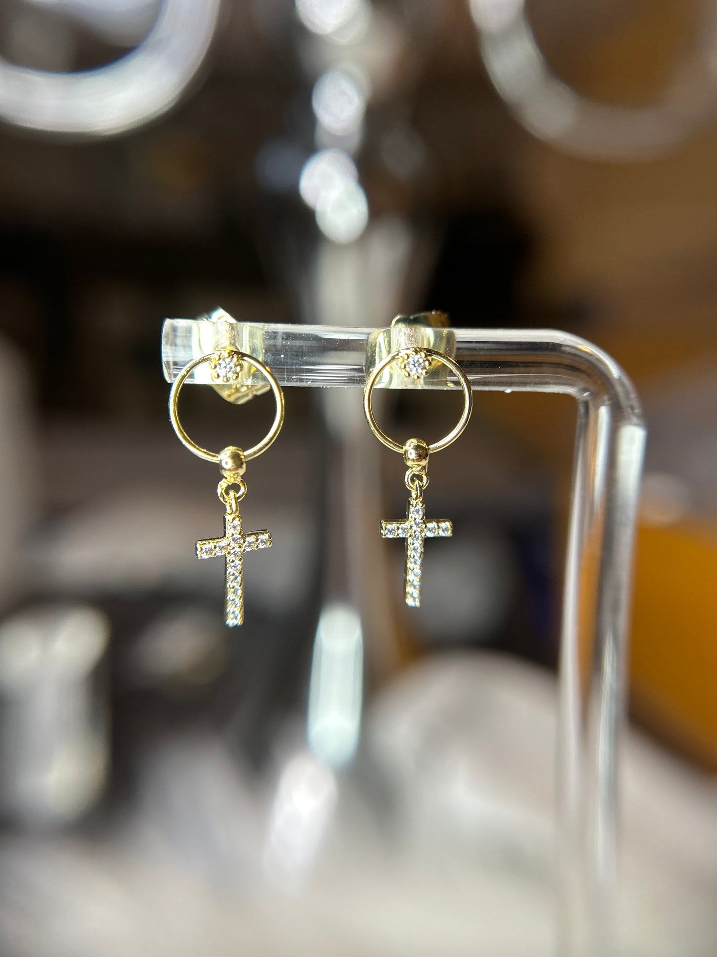 Small cross earrings