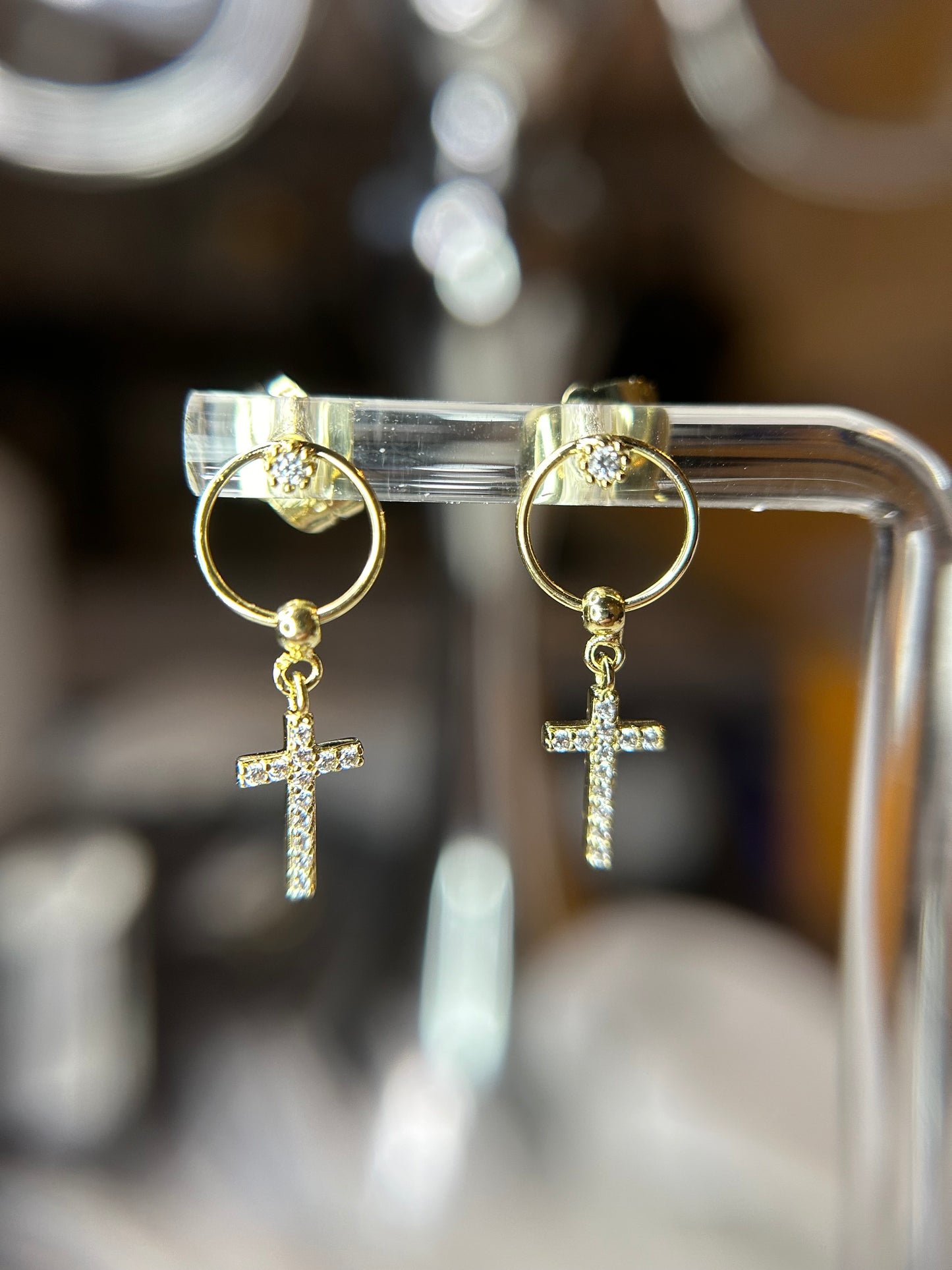 Small cross earrings