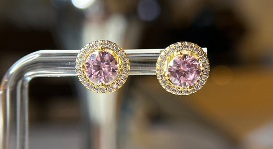 Pink stud earrings