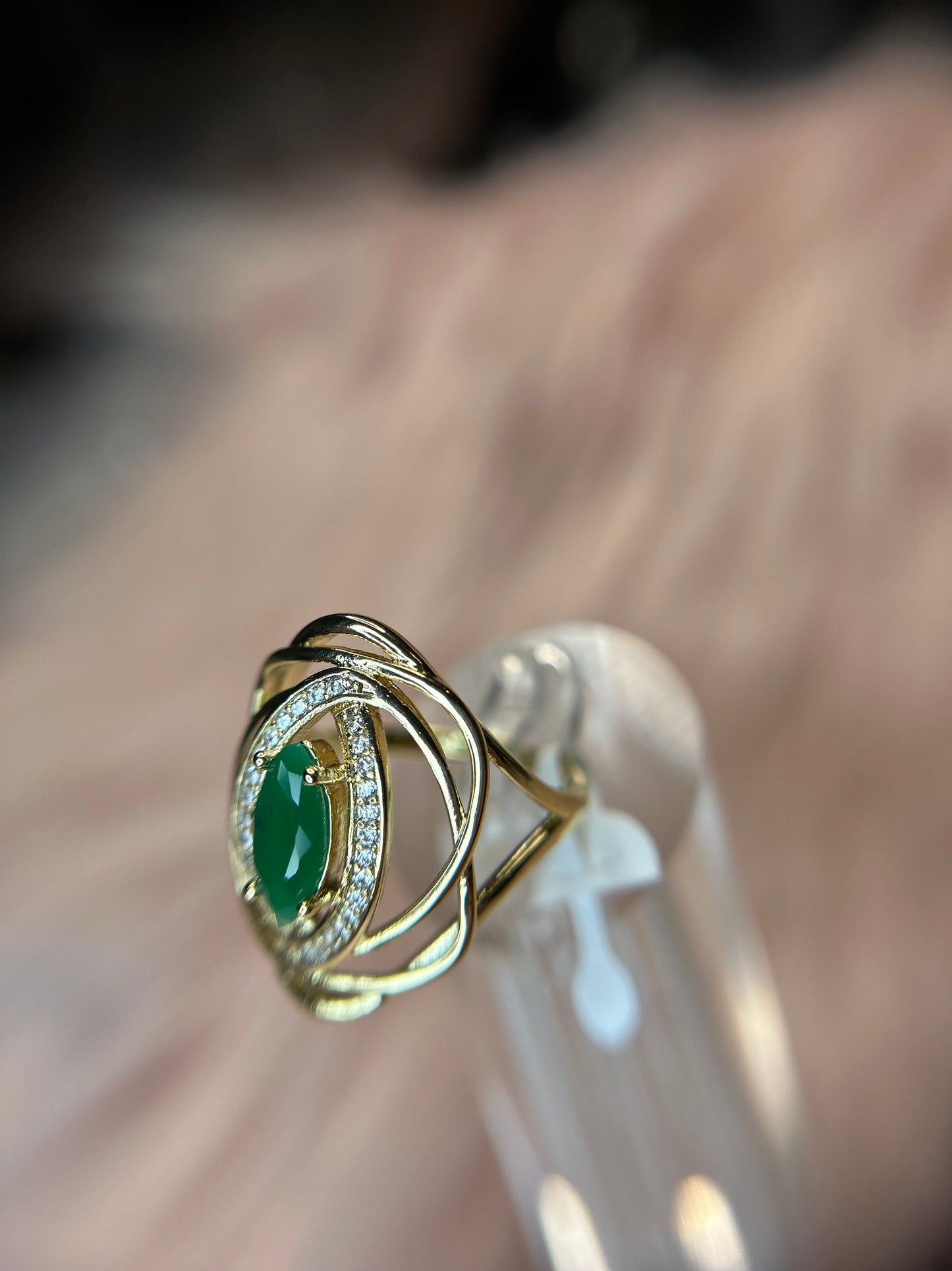 Green stone ring