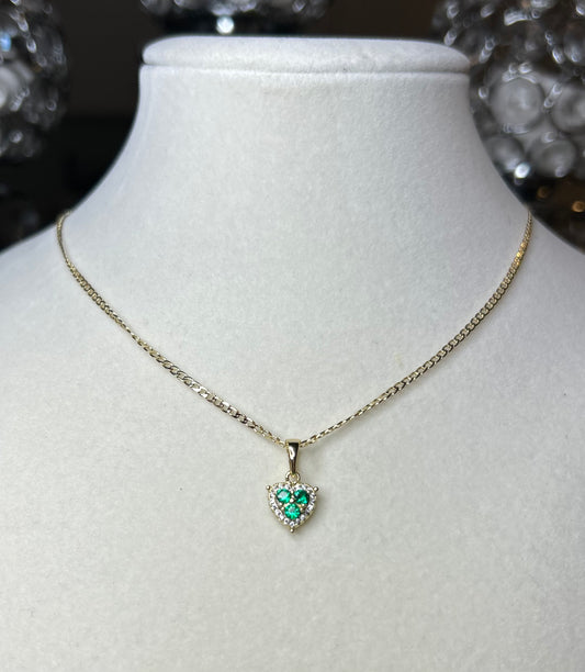 Green small heart necklace