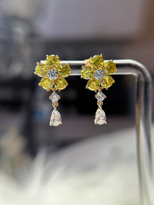 Yellow crystal earrings