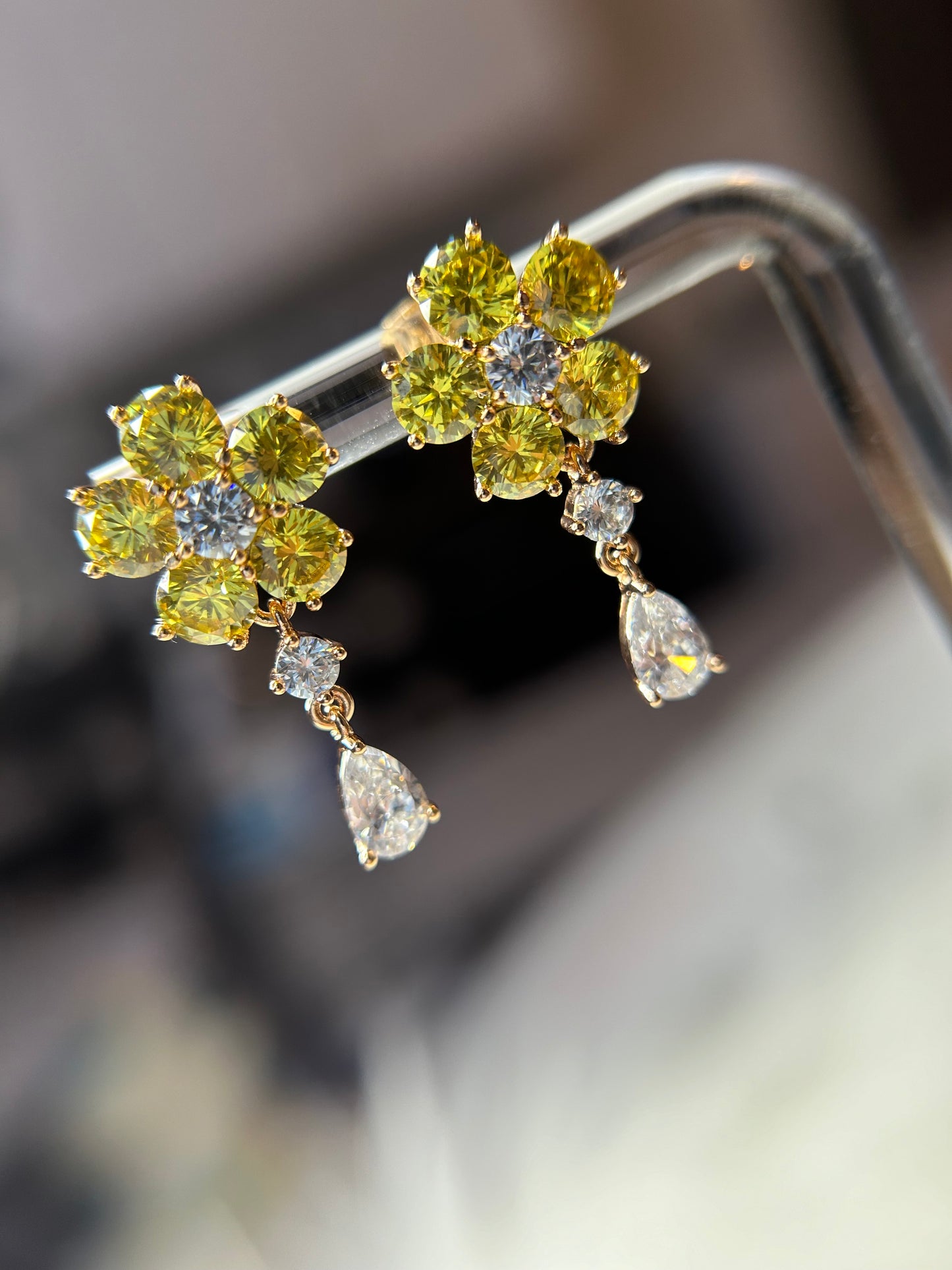 Yellow crystal earrings