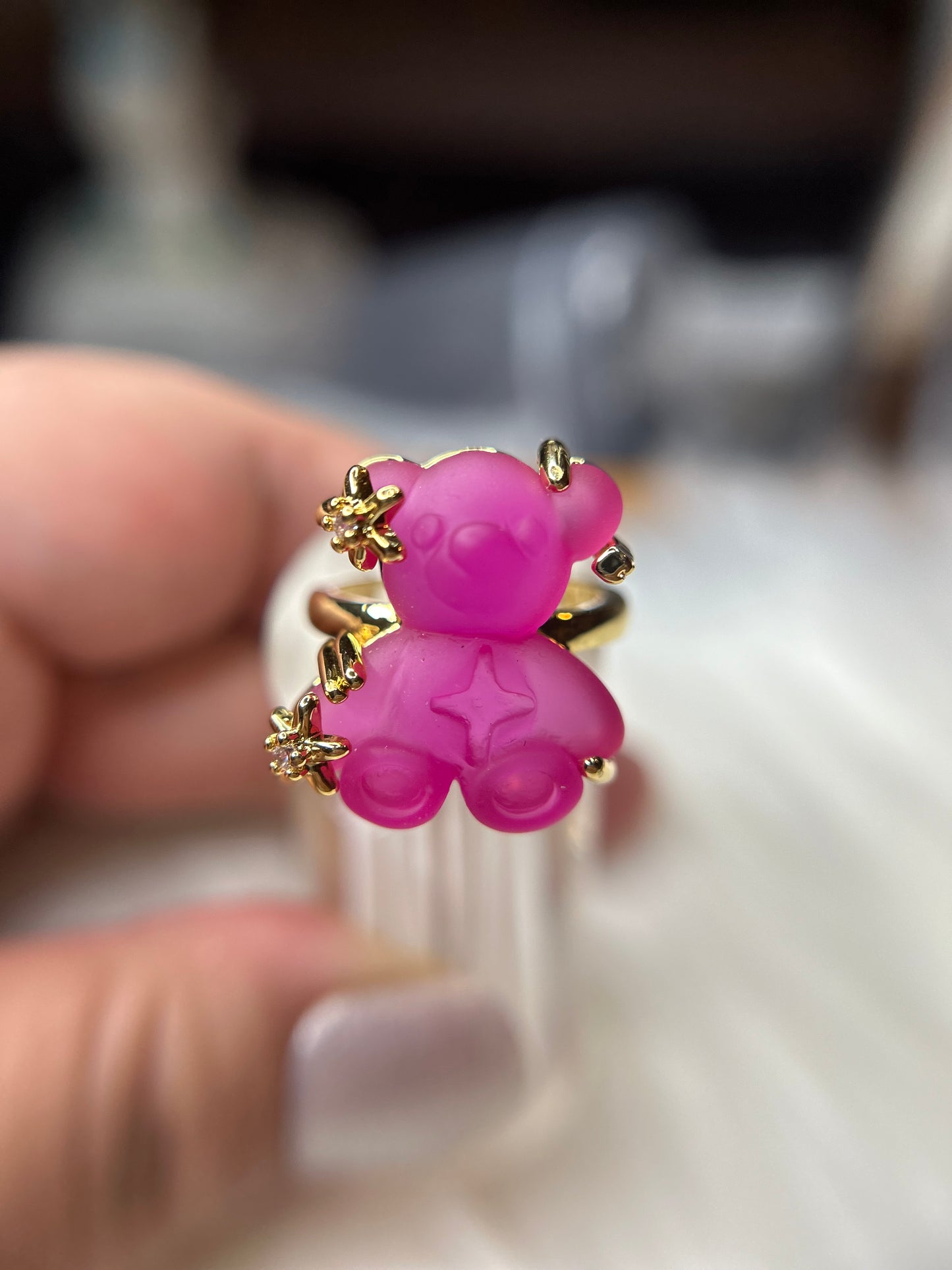 Pink bear ring