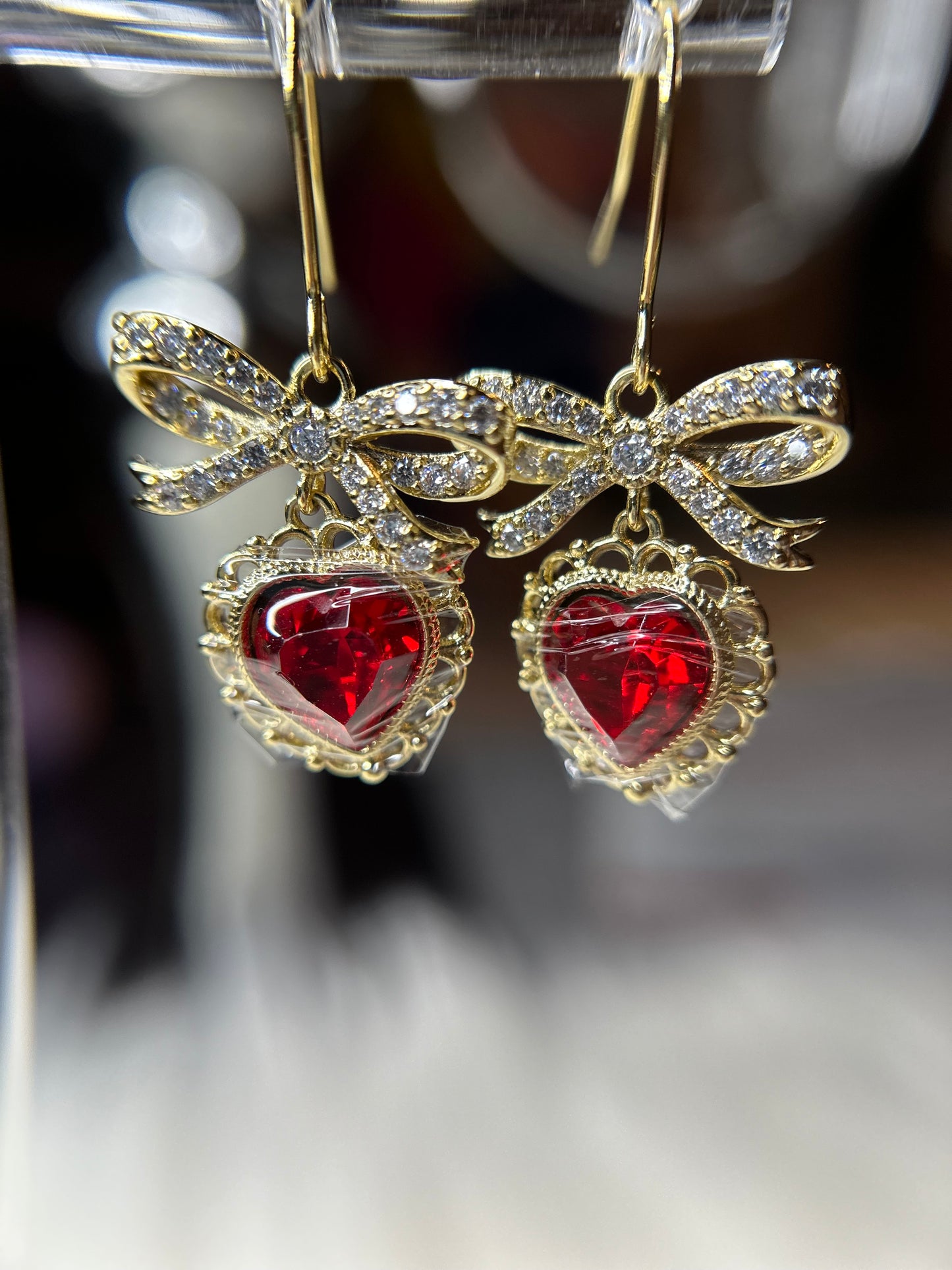 Red heart earrings