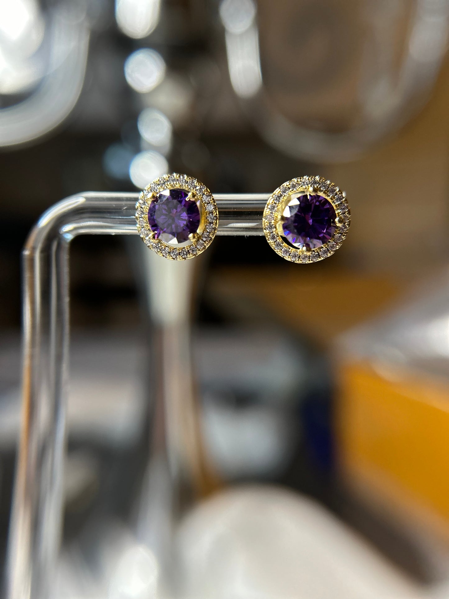 Violet stud earrings