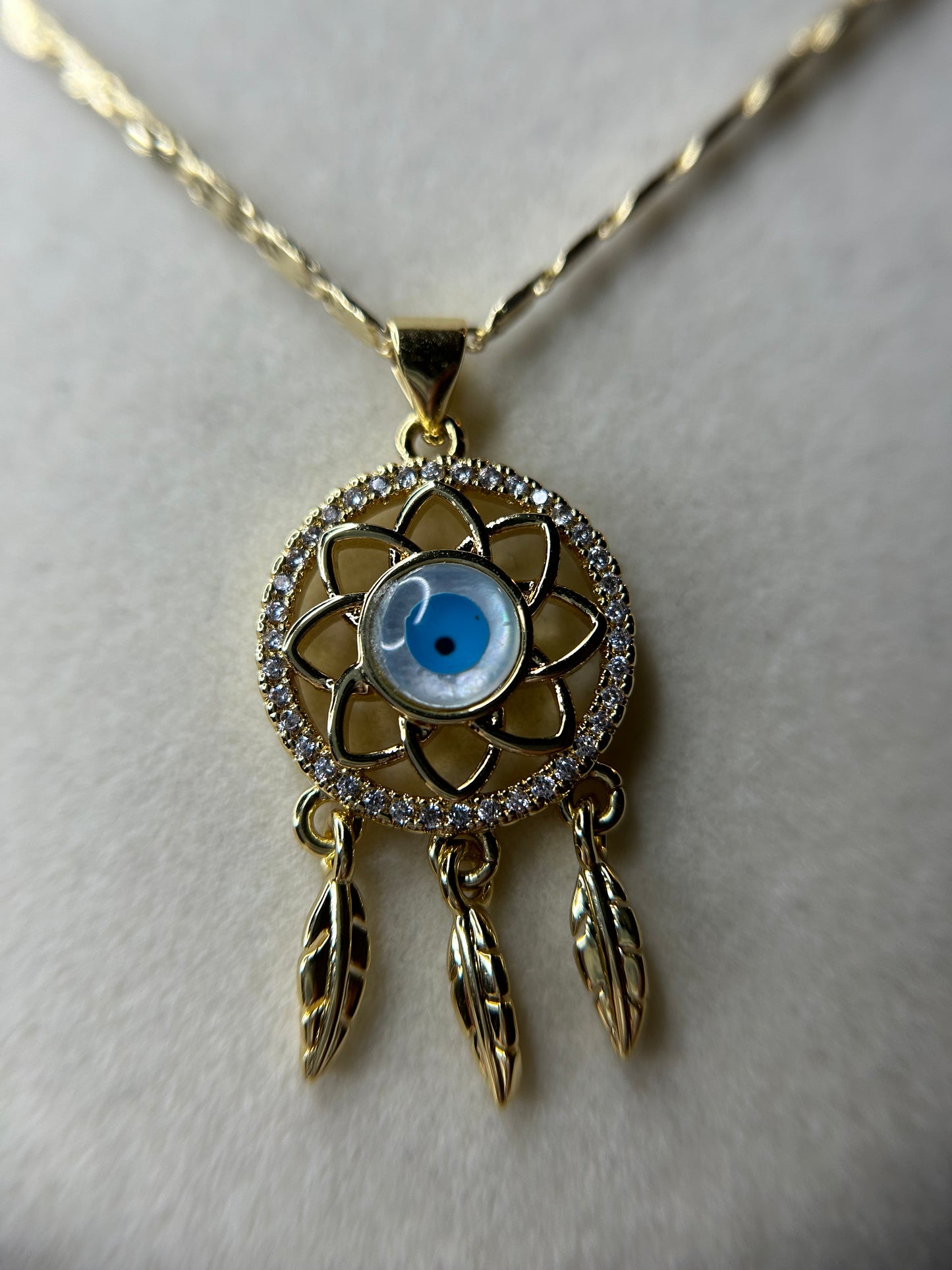 Dream catcher with blue eye necklace