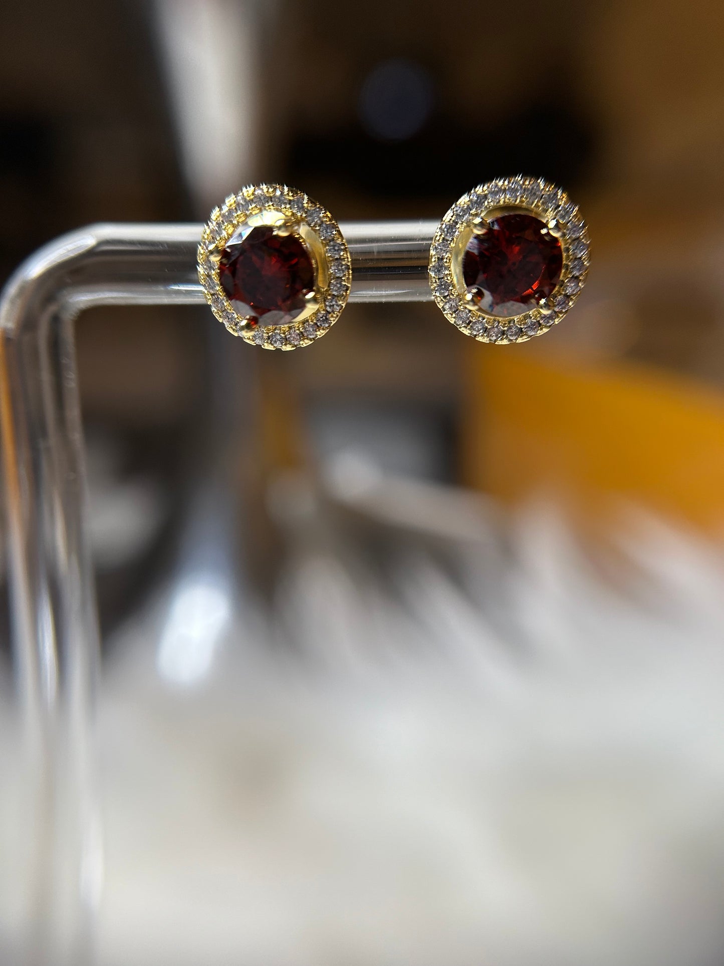 Red stud earrings