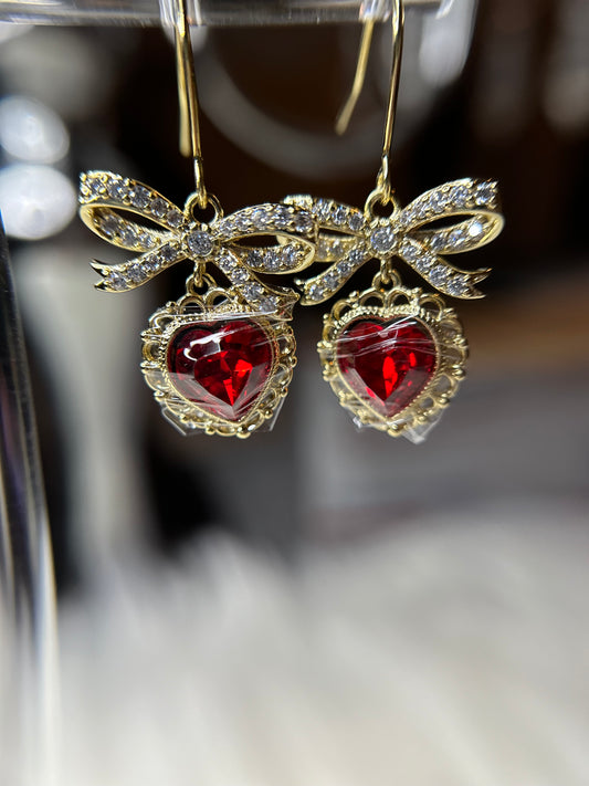 Red heart earrings