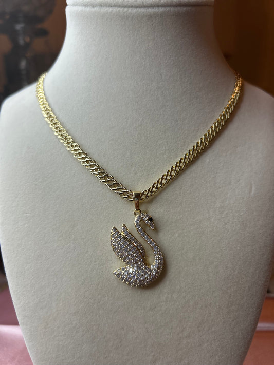 Swan with Chinese chain.