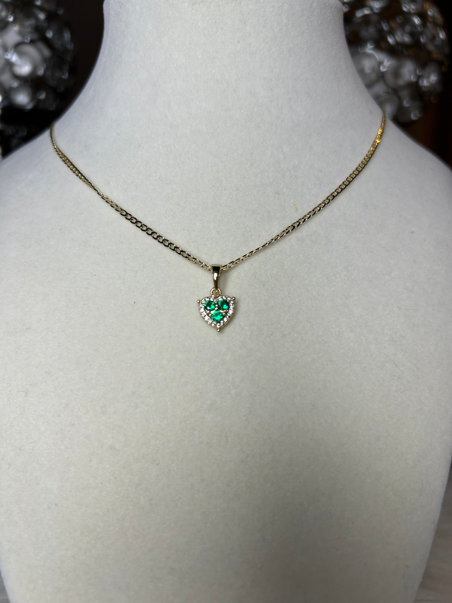 Green small heart necklace