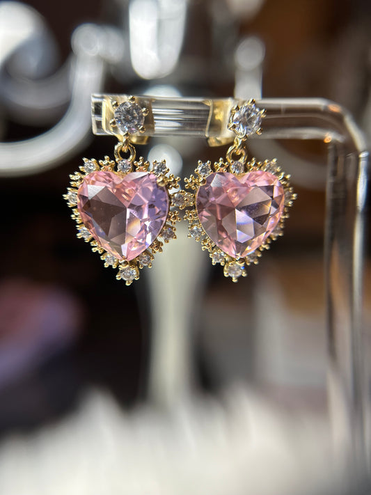 Pink heart earrings