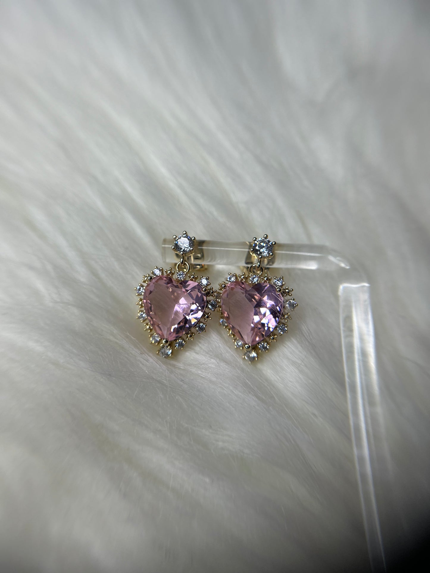 Pink heart earrings