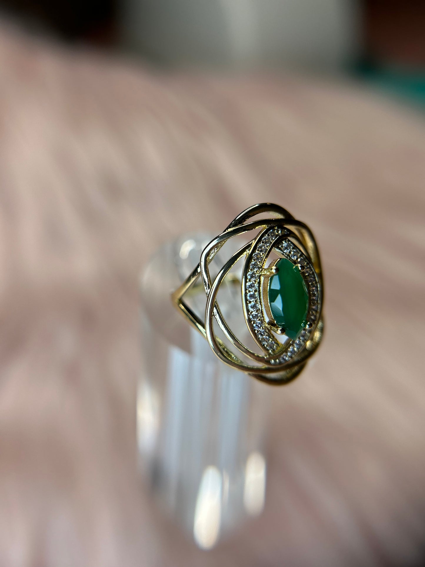 Green stone ring