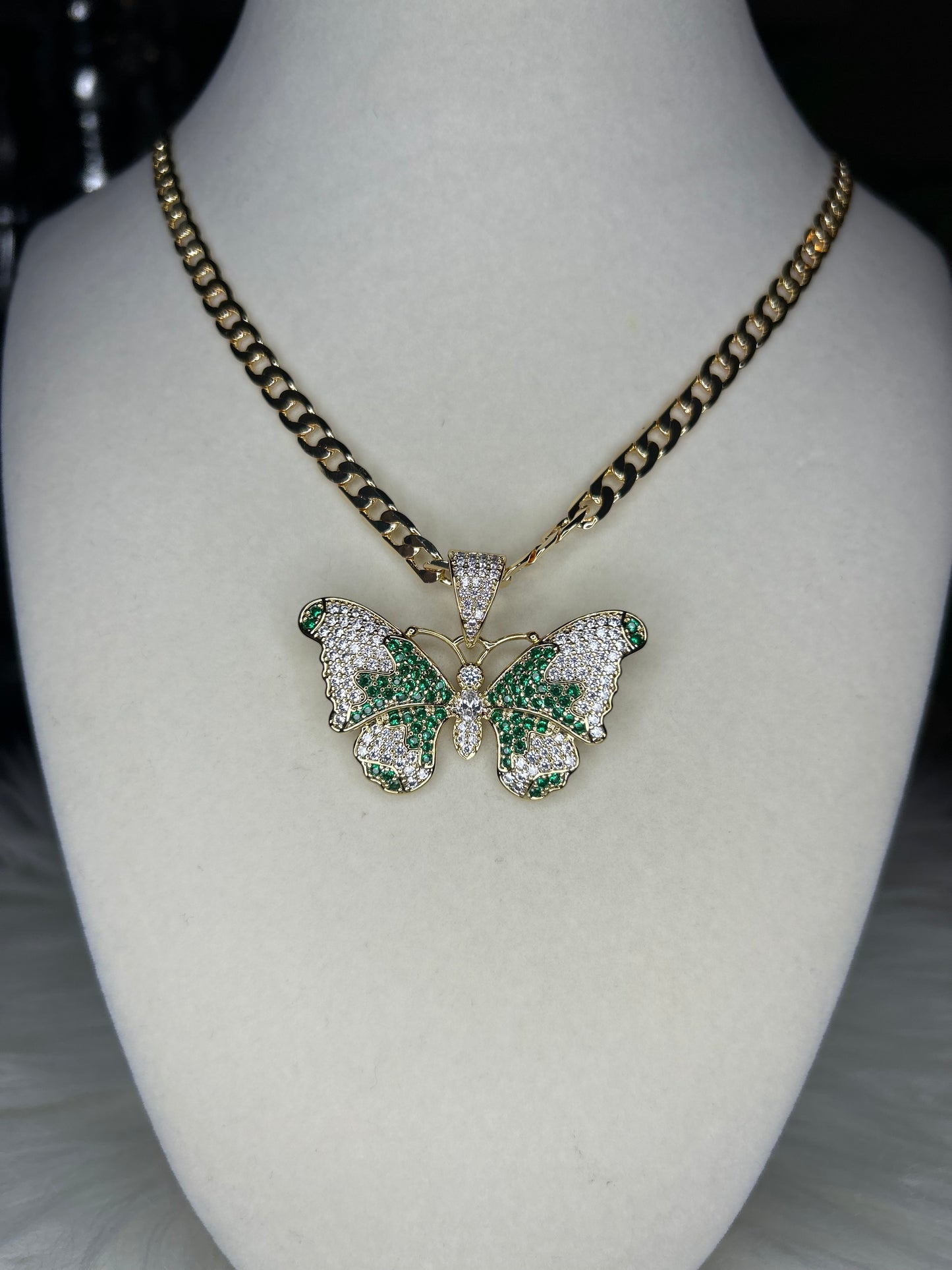 Green butterfly necklace