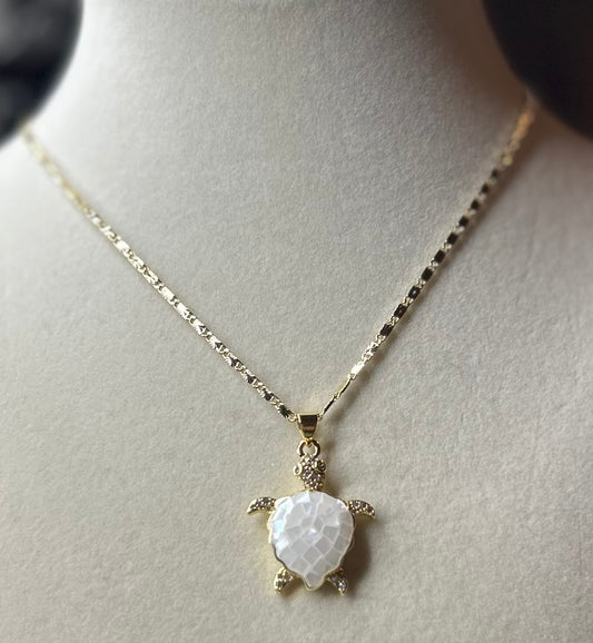 White turtle necklace