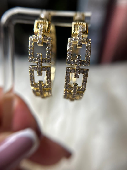 square linked earrings (hoops)